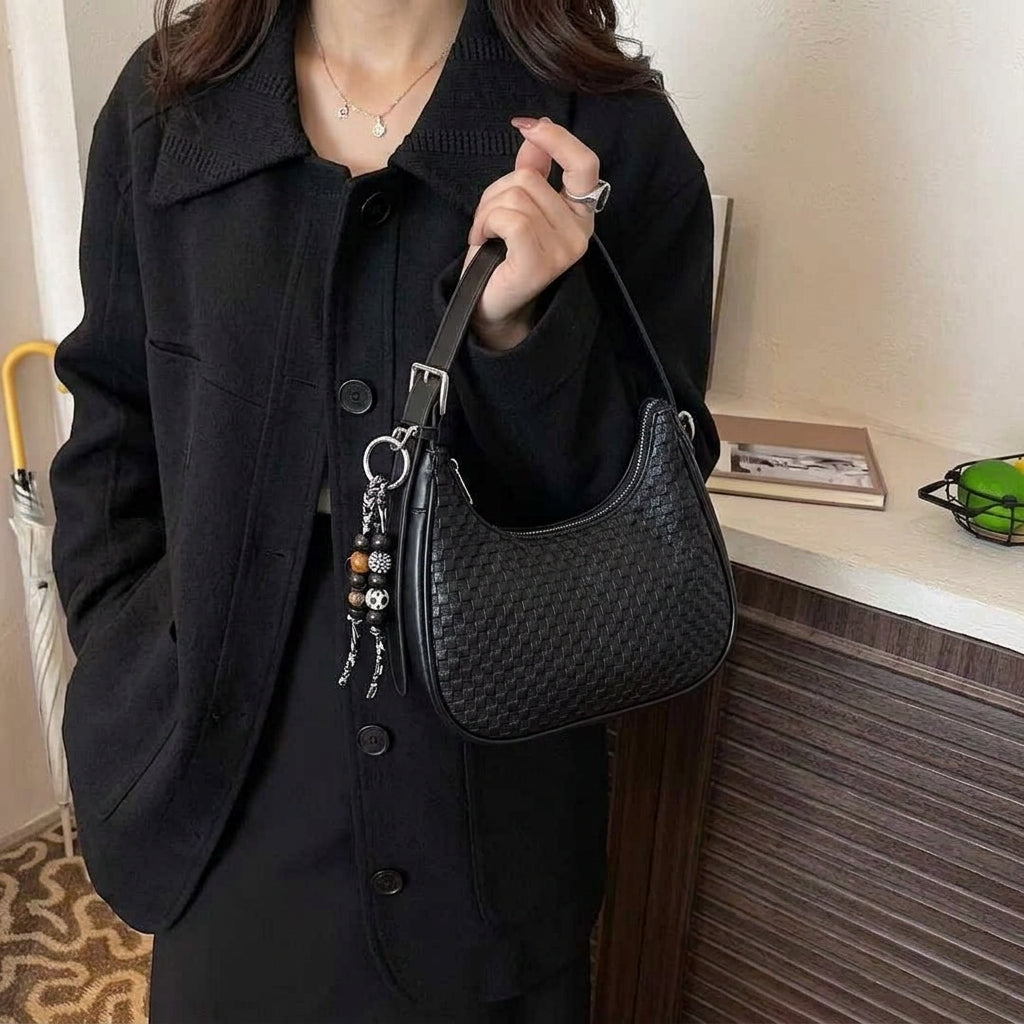 Chic Woven Shoulder & Crossbody Bag with Adjustable Long Strap