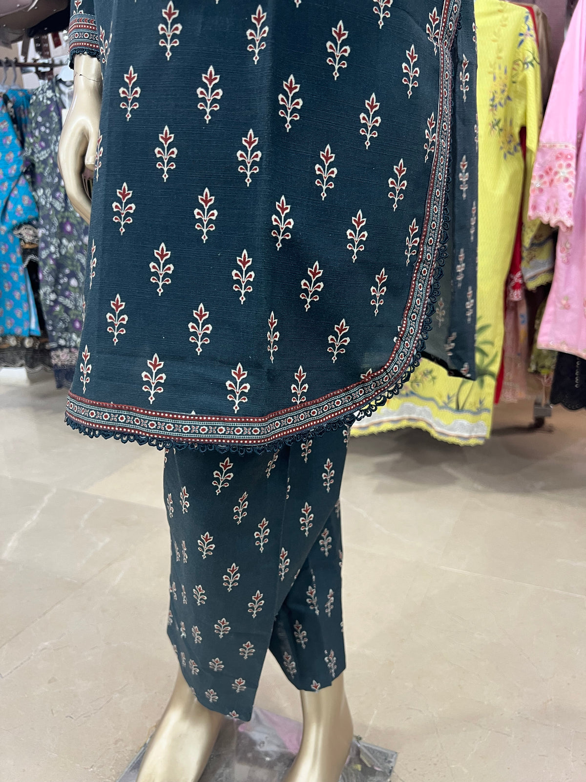 Bin Saeed Khaddar 2-Piece Suit – Teal Blue Printed Collection