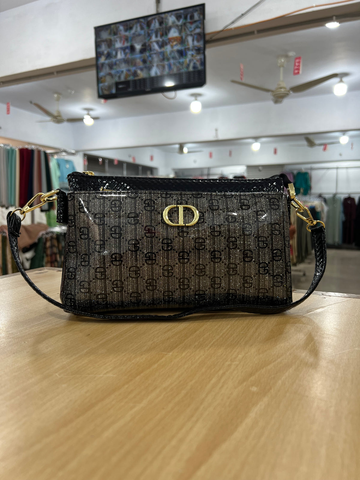 Elegant Monogram Crossbody Shoulder Bag with Adjustable Long Strap