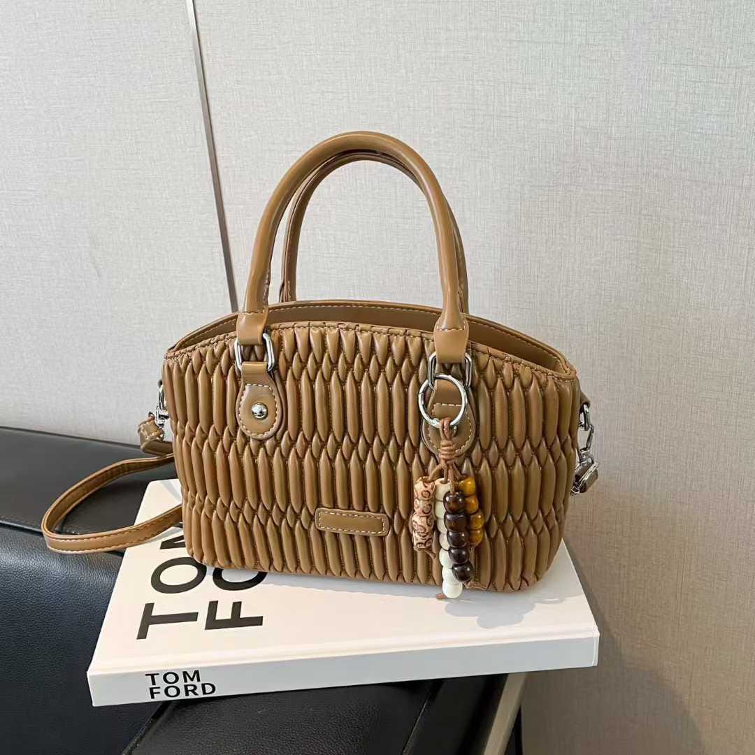 Elegant Quilted Top Handle & Crossbody Handbag with Adjustable Long Strap