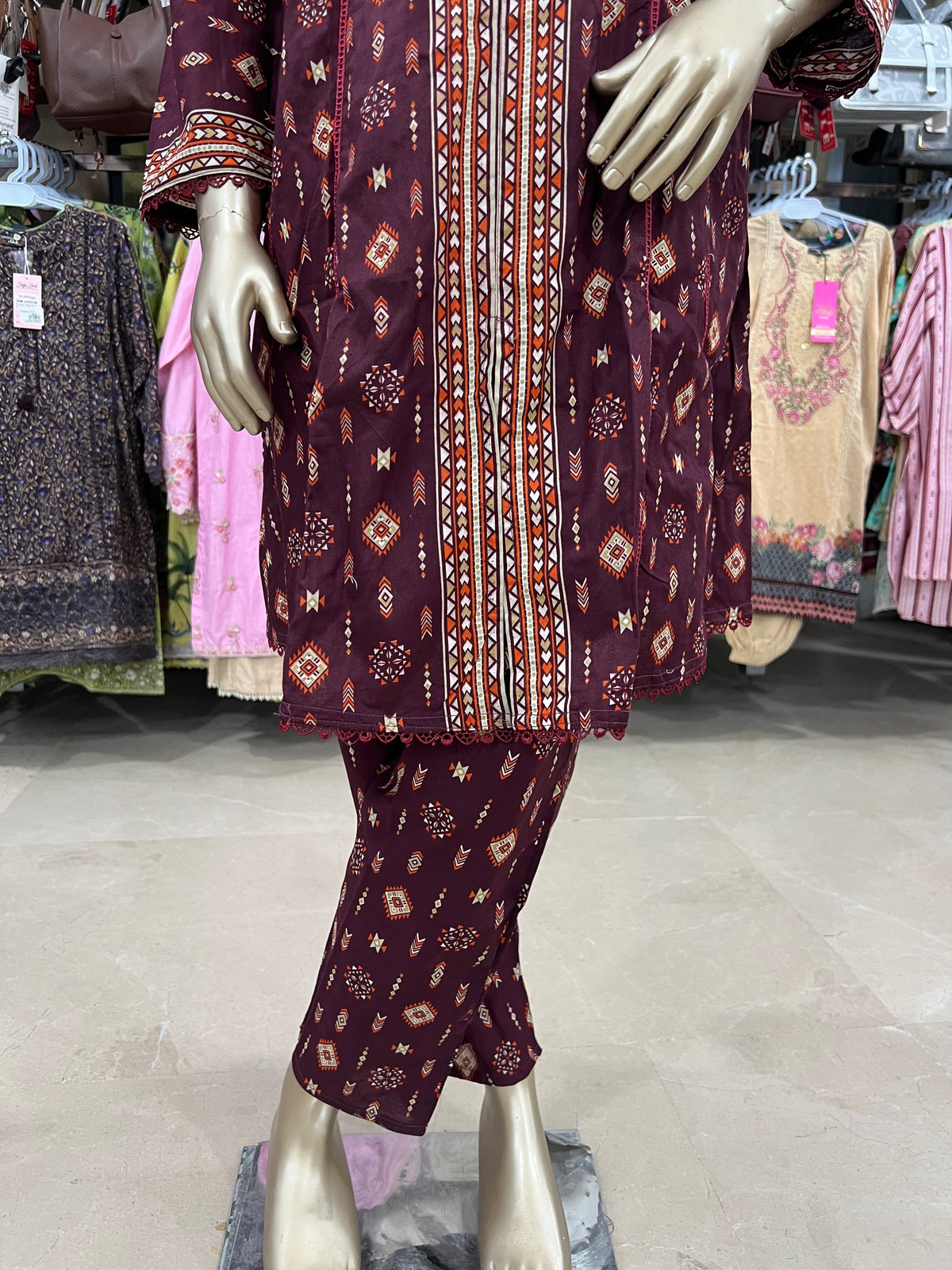 Bin Saeed Printed Cotton 2-Piece Airline Frock