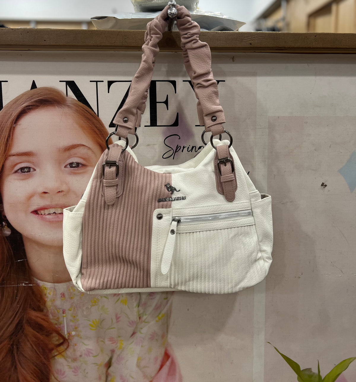 Large Size Soft Stuff Double Zipper Shoulder Bag
