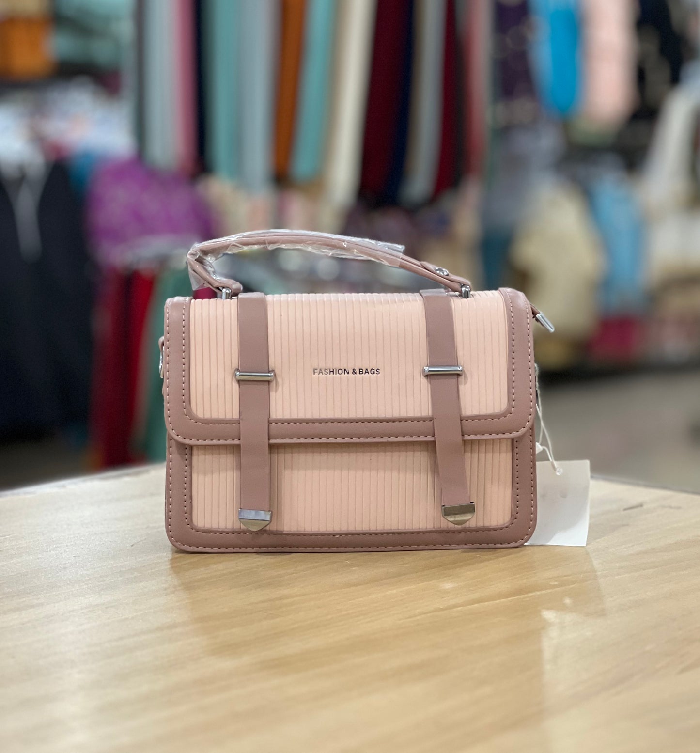Elegant Structured Handbag with Long Belt