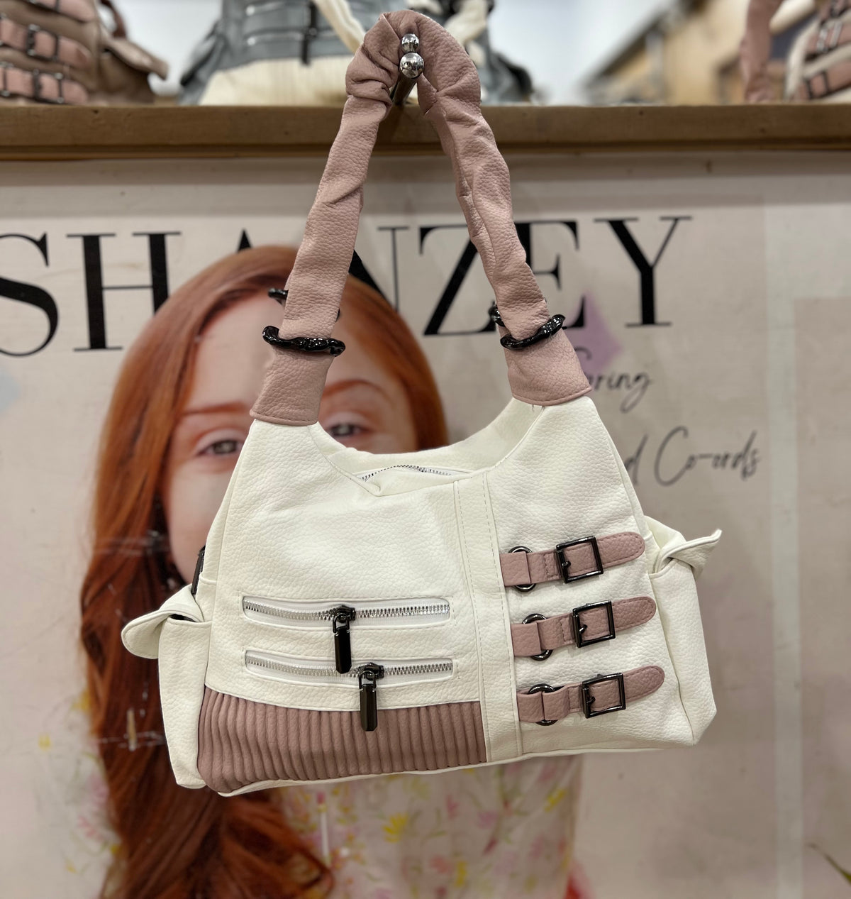 Large Size Soft Stuff Double Zipper Shoulder Bag