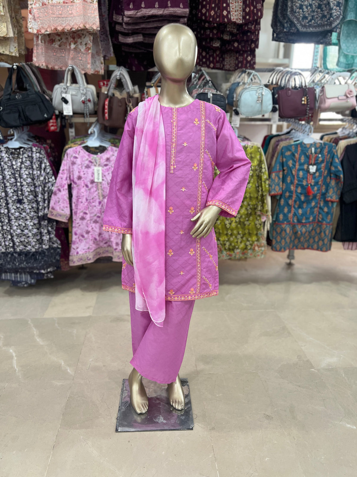 Lawn Embroidered 3-Piece Suit with Dupatta