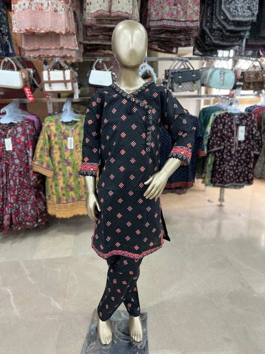 Girls Printed Cotton 2-Piece Suit – Angrakha Design