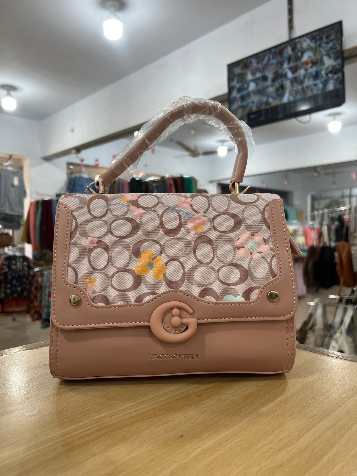 Coco Queen Floral Printed Handbag with Long Belt