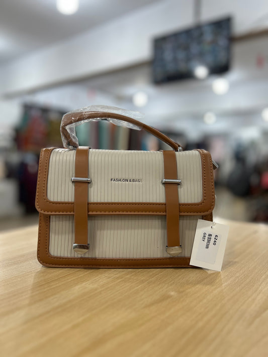 Elegant Structured Handbag with Long Belt