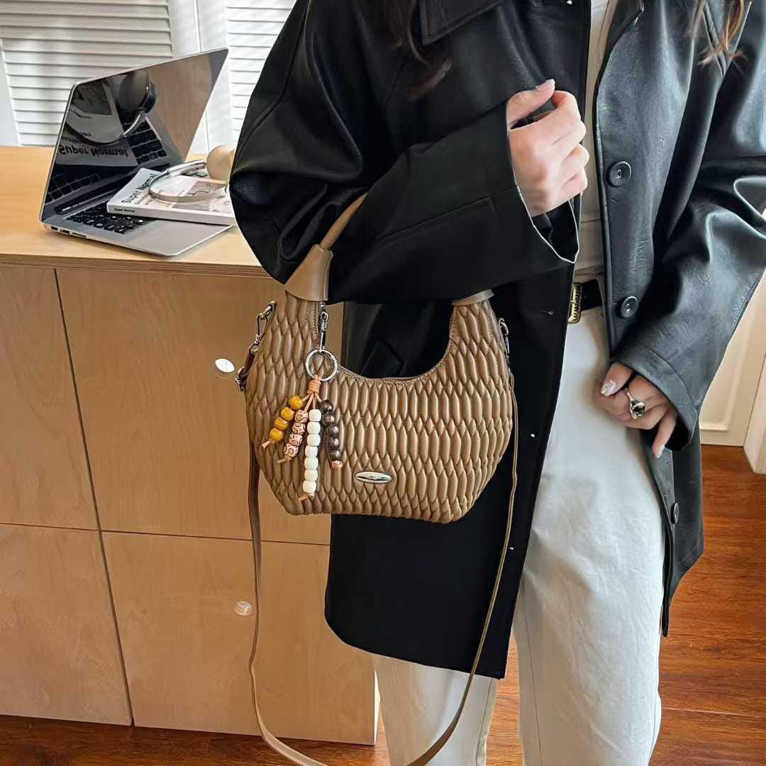 Luxury Quilted Shoulder & Crossbody Handbag with Adjustable Long Strap