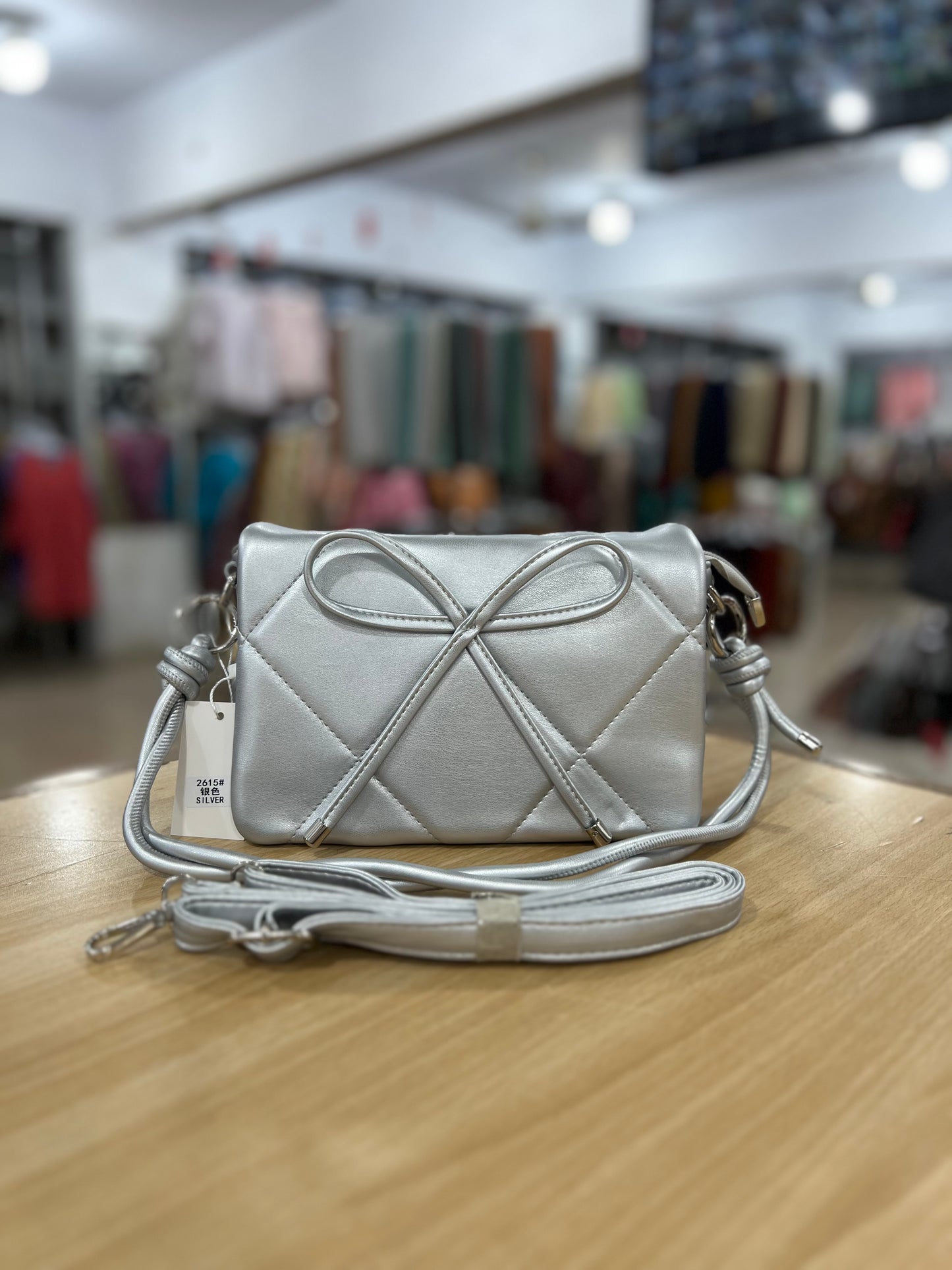 Elegant Bow Quilted Crossbody Bag with Short Handle & Adjustable Long Strap
