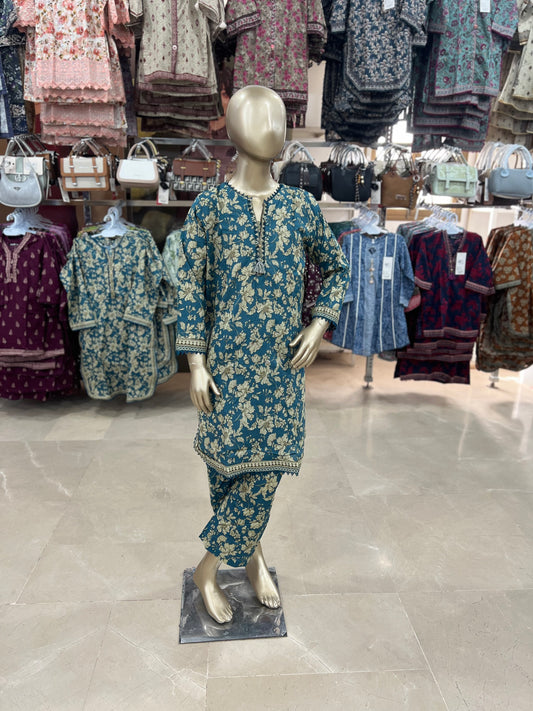 Floral Print Cotton 2-Piece Suit – Gol Daman
