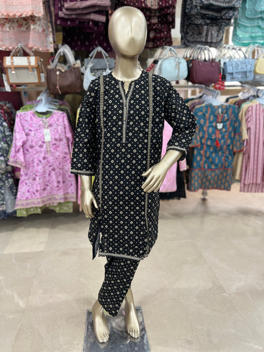 Bin Saeed Khaddar 2-Piece Suit – Black Printed Collection