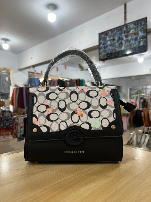 Coco Queen Floral Printed Handbag with Long Belt