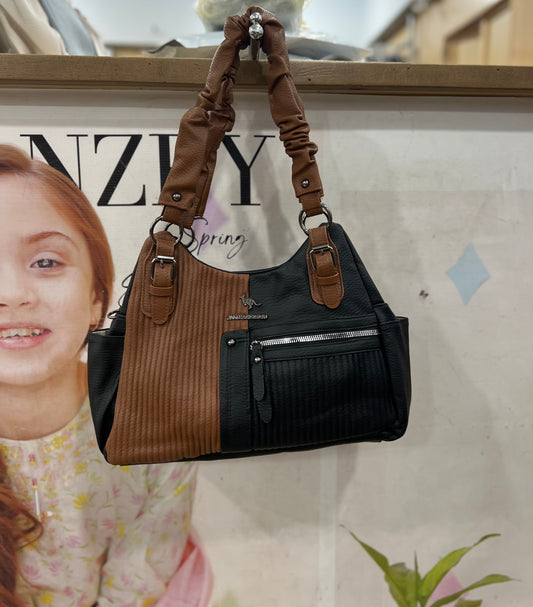 Large Size Soft Stuff Double Zipper Shoulder Bag