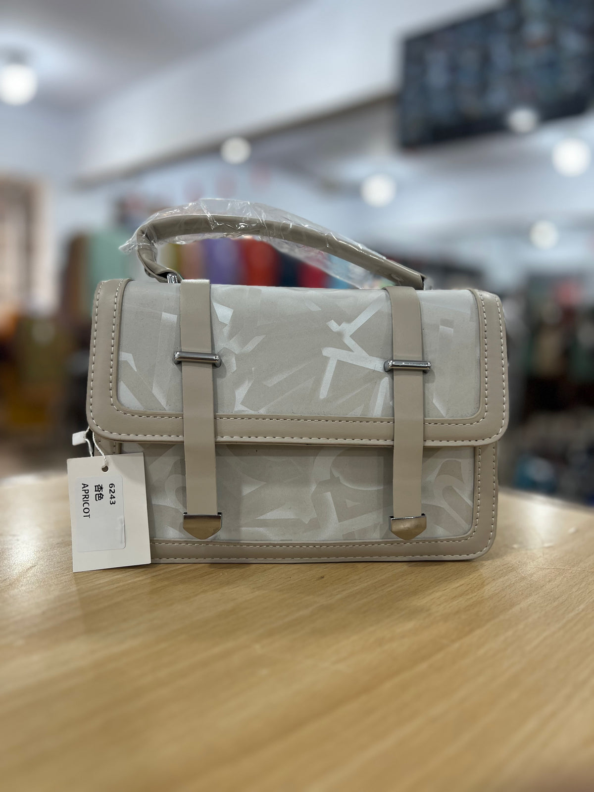 Velvet Touch Printed Handbag with Long Sling Strap
