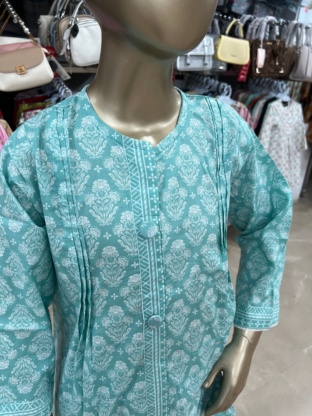 Bin Saeed Printed Cotton 2-Piece Suit with Long-Tail Style