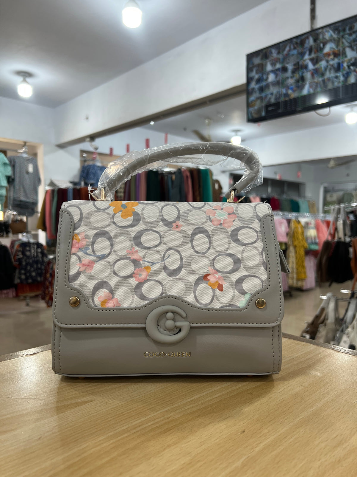 Coco Queen Floral Printed Handbag with Long Belt