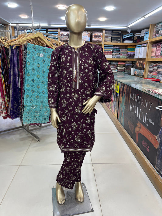 Elegant Printed 2-Piece Girls’ Kurta Trouser Suit