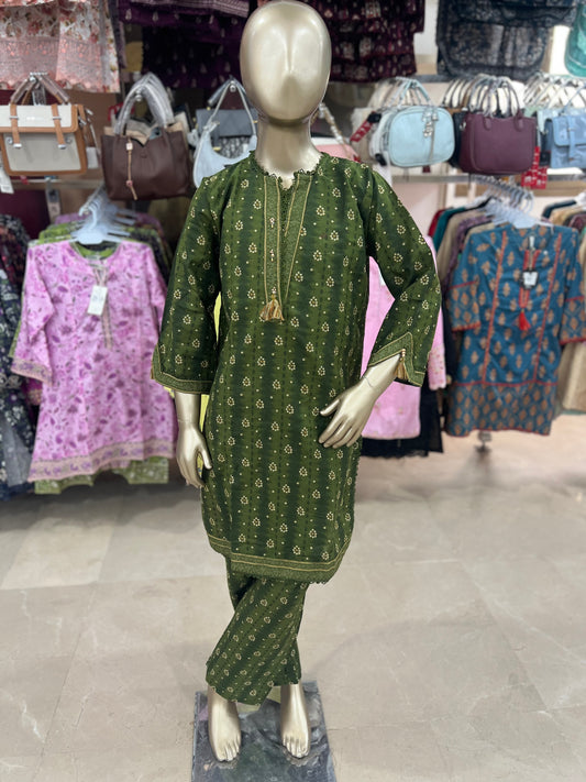 Khaddar 2-Piece Suit – Olive Green