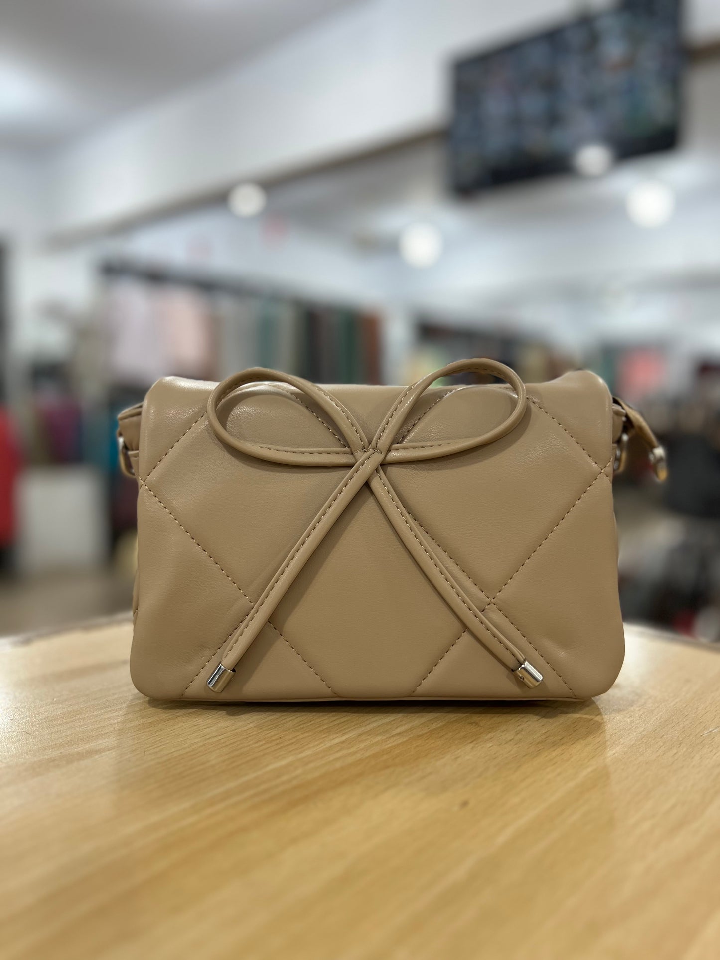 Elegant Bow Quilted Crossbody Bag with Short Handle & Adjustable Long Strap