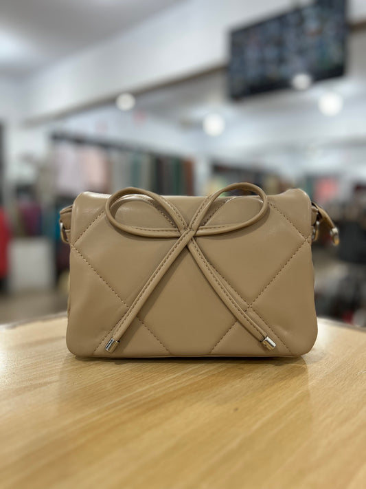 Elegant Bow Quilted Crossbody Bag with Short Handle & Adjustable Long Strap