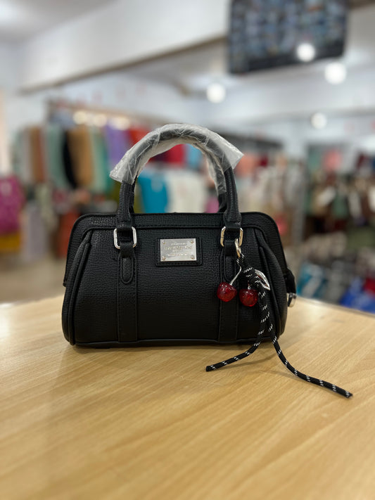 Elegant Mini Crossbody Bag with Cherry Keychain