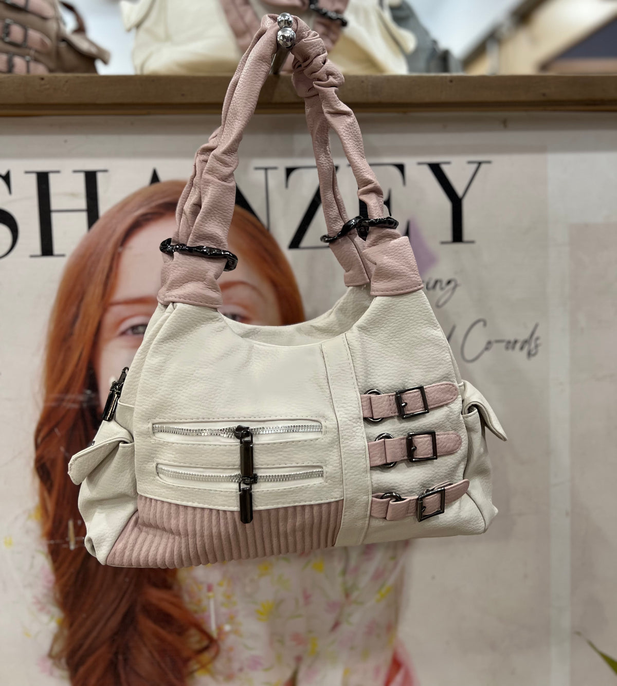 Large Size Soft Stuff Double Zipper Shoulder Bag