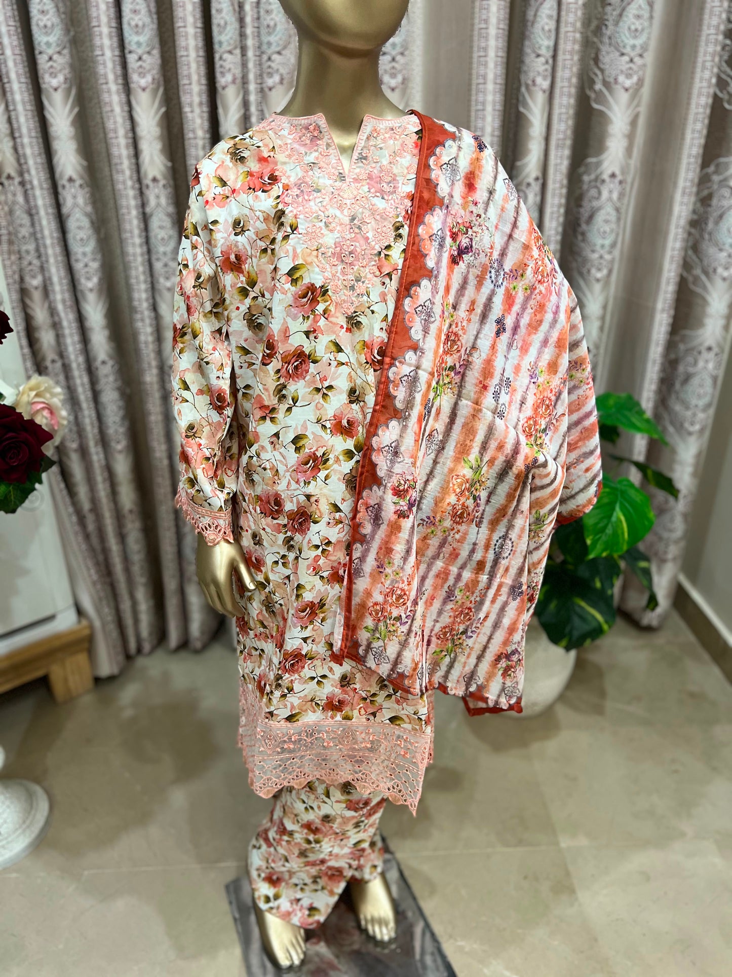 Elegant Embroidered 3-Piece Girls Lawn Suit with Printed Dupatta | Premium Summer Collection (5–6 to 13–14 Years)