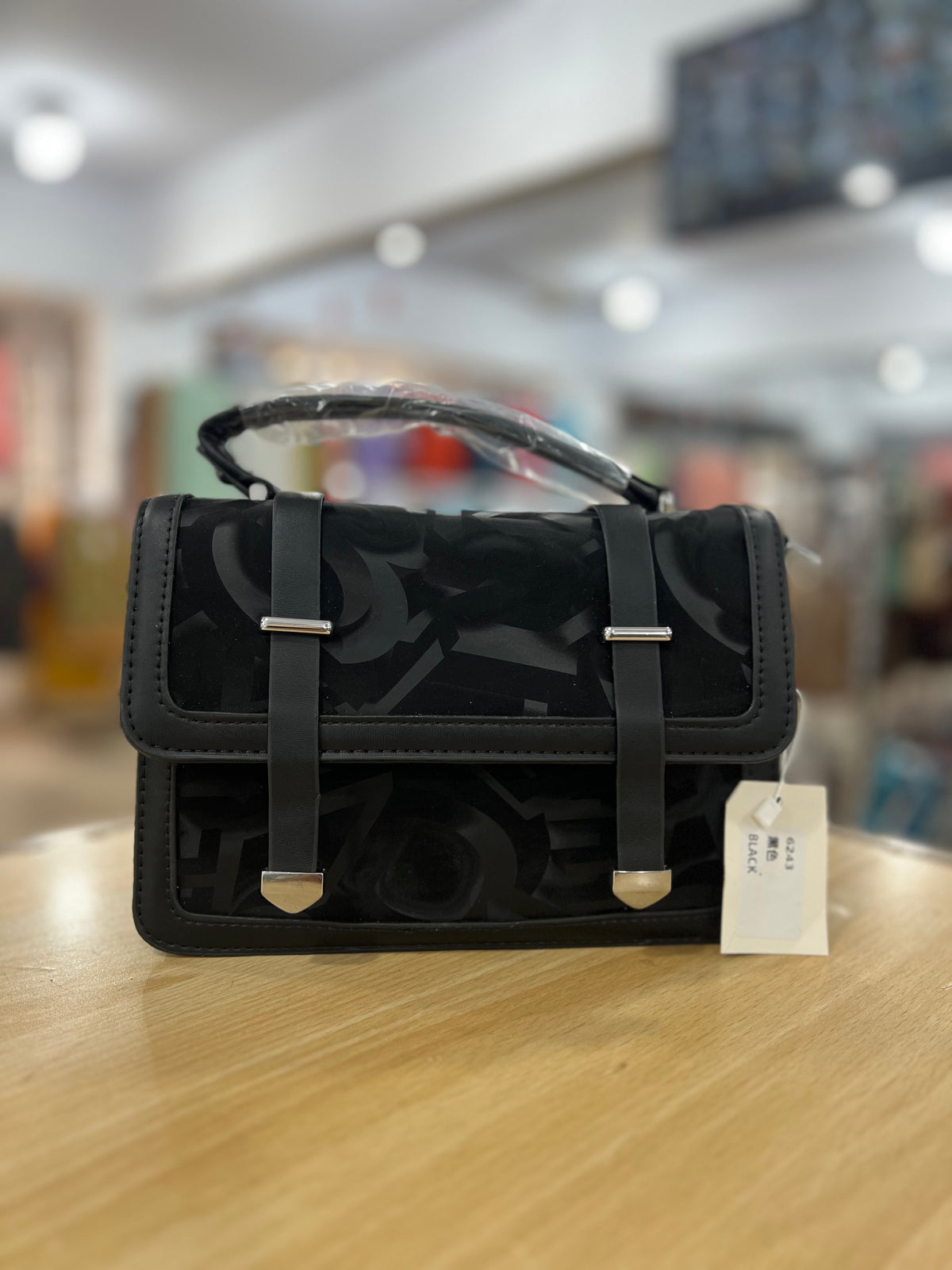 Velvet Touch Printed Handbag with Long Sling Strap
