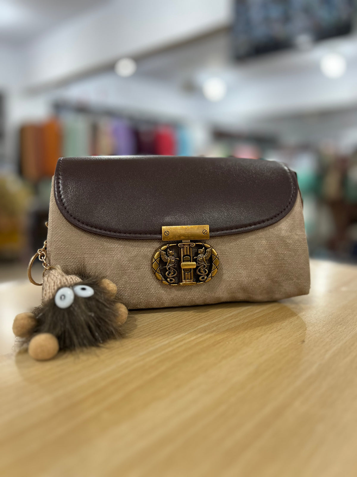 China Imported Denim Crossbody Bag with Cute Keychain