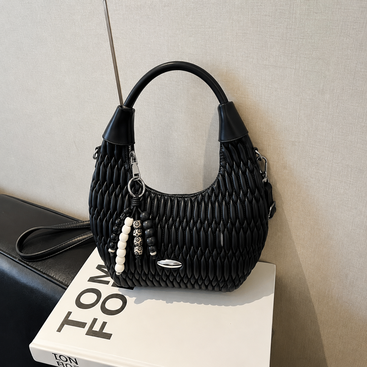 Luxury Quilted Shoulder & Crossbody Handbag with Adjustable Long Strap