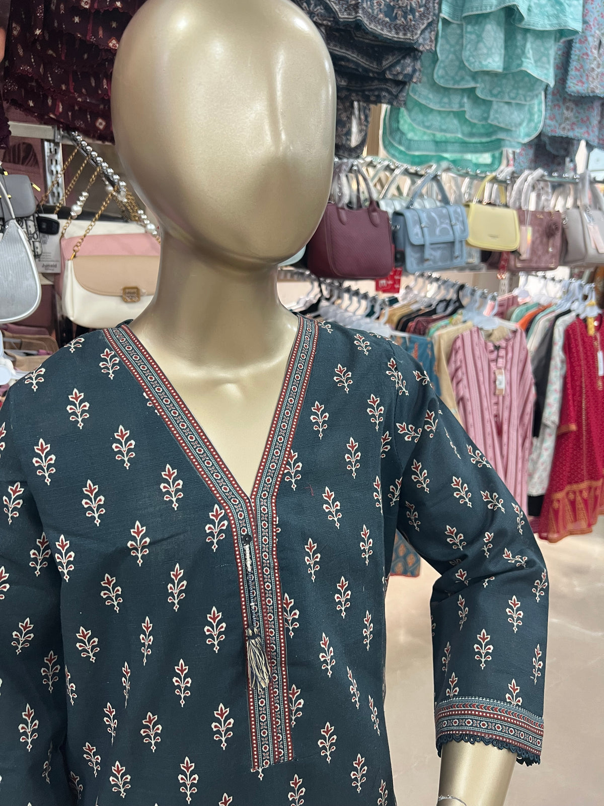 Bin Saeed Khaddar 2-Piece Suit – Teal Blue Printed Collection