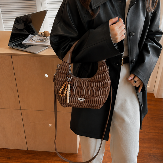 Luxury Quilted Shoulder & Crossbody Handbag with Adjustable Long Strap