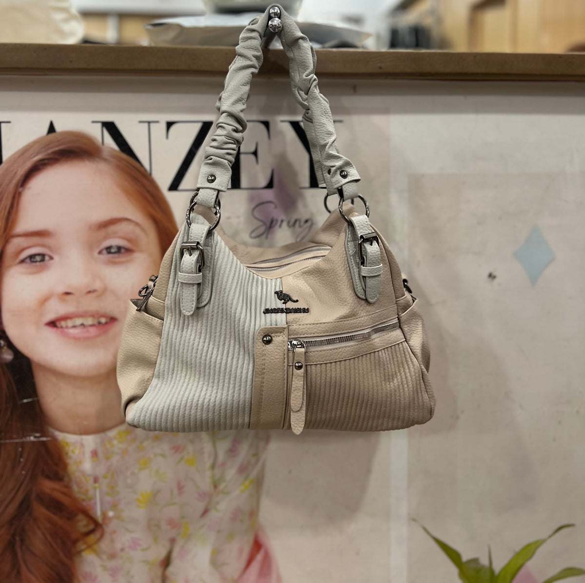 Large Size Soft Stuff Double Zipper Shoulder Bag
