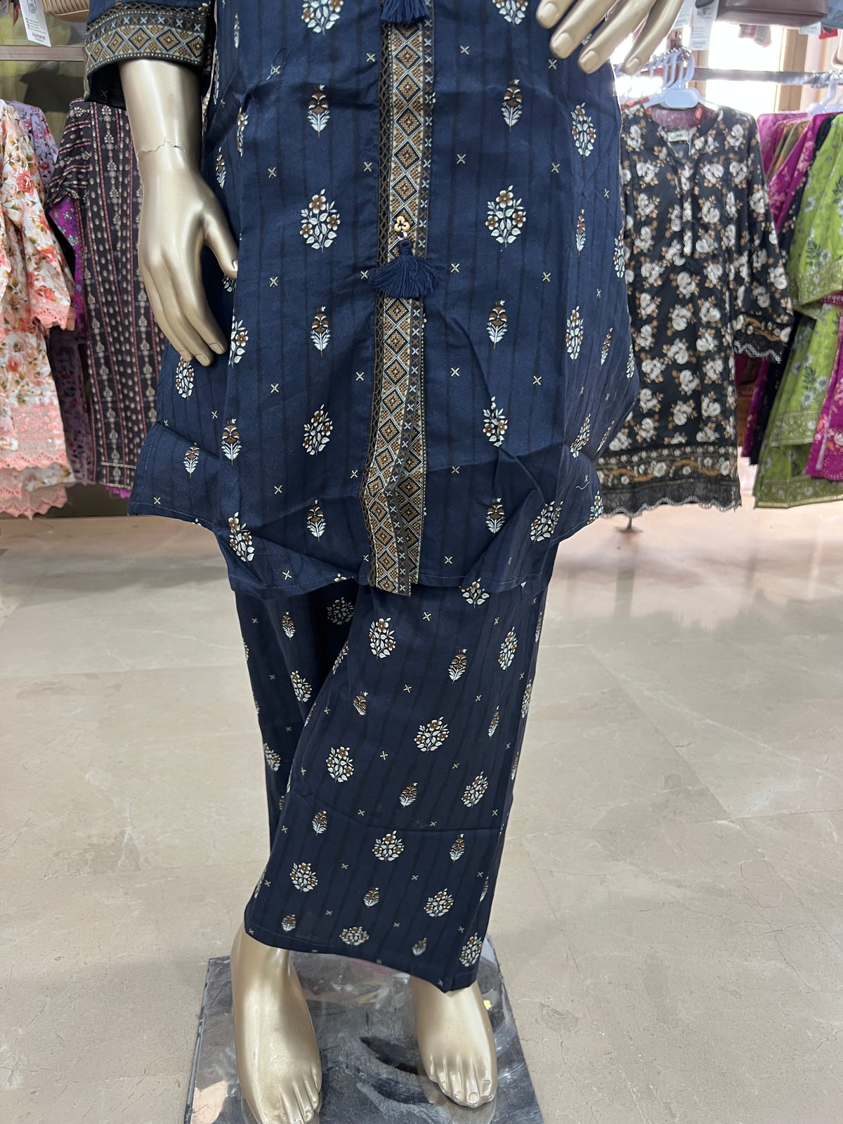 Kids Cotton Printed 2-Piece Suit with Flapper Style Trouser