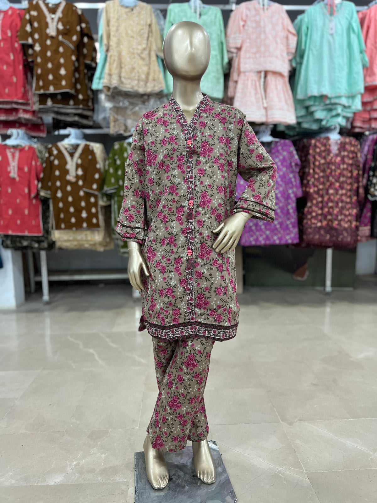 Girls’ Floral Printed 2-Piece Lawn Suit