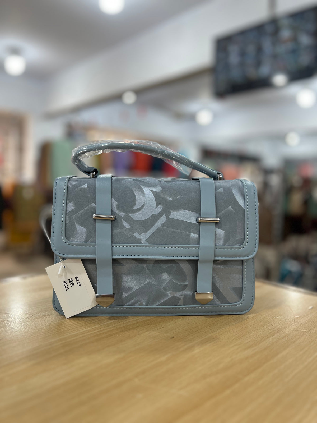 Velvet Touch Printed Handbag with Long Sling Strap