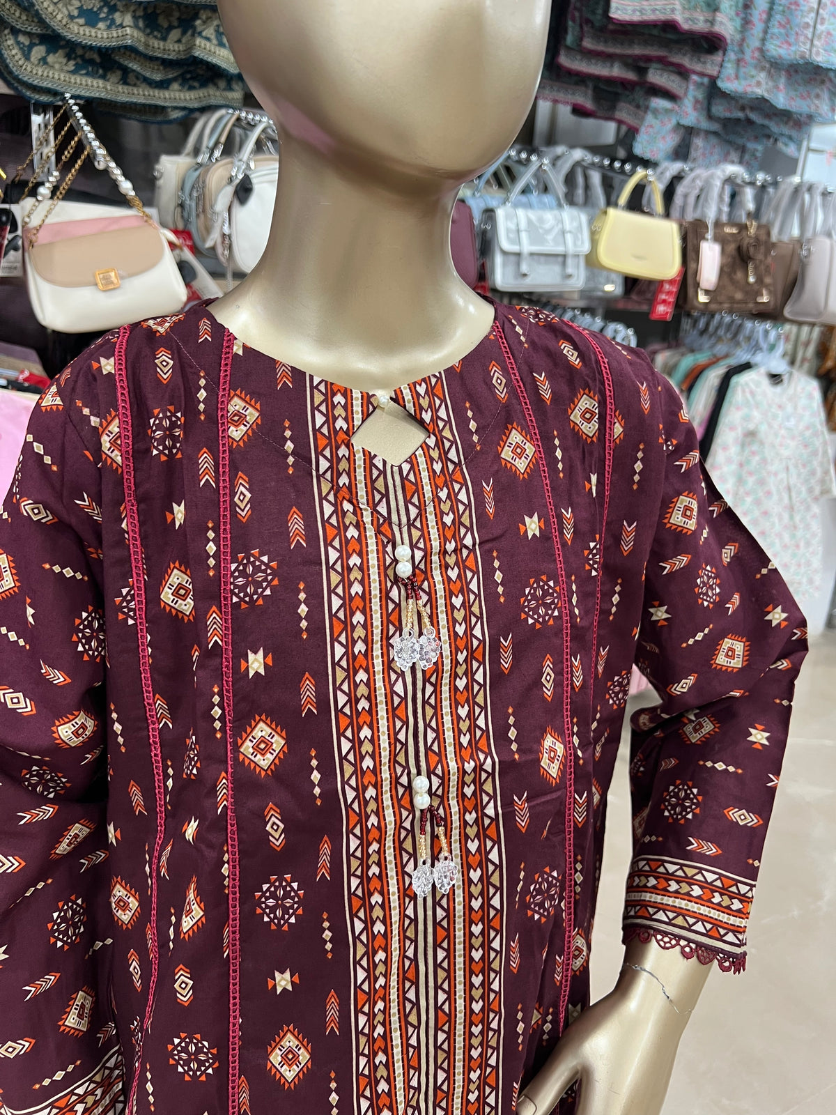 Bin Saeed Printed Cotton 2-Piece Airline Frock