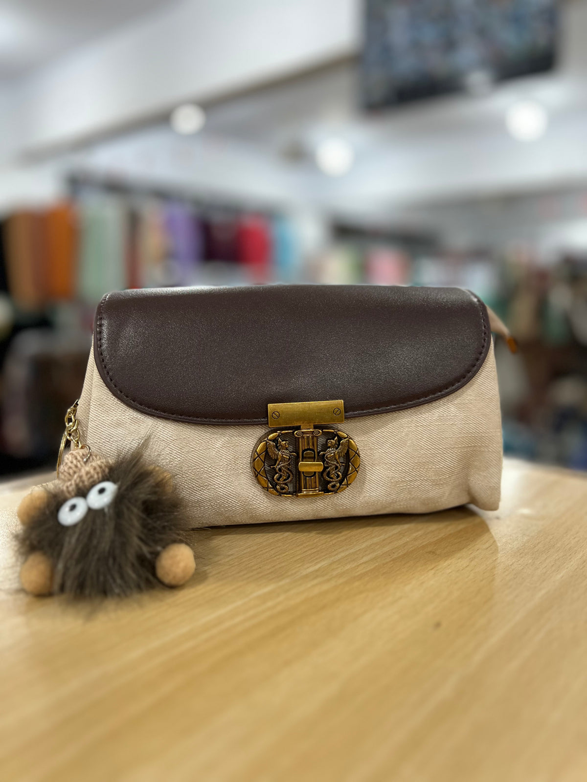 China Imported Denim Crossbody Bag with Cute Keychain