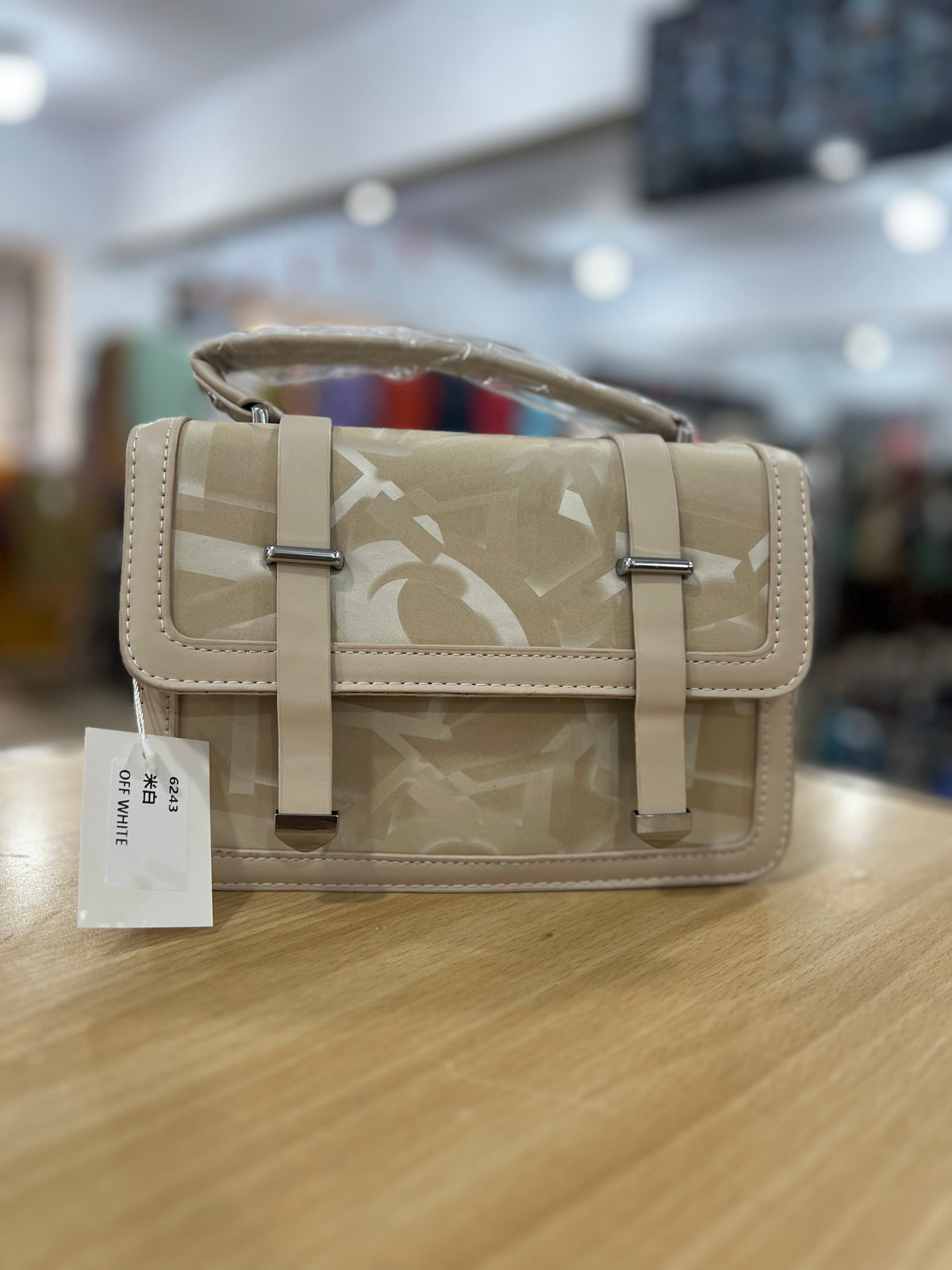 Velvet Touch Printed Handbag with Long Sling Strap