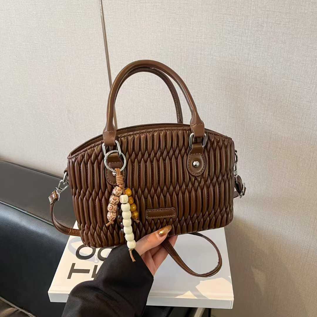 Elegant Quilted Top Handle & Crossbody Handbag with Adjustable Long Strap