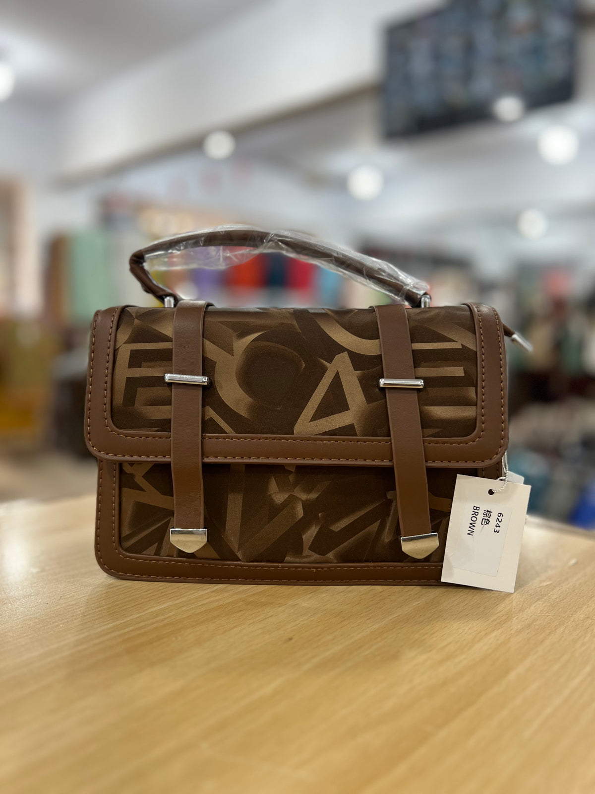 Velvet Touch Printed Handbag with Long Sling Strap