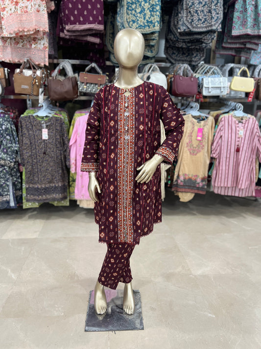 Bin Saeed Printed Cotton 2-Piece Airline Frock
