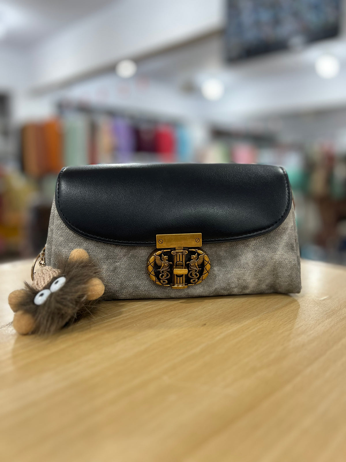 China Imported Denim Crossbody Bag with Cute Keychain
