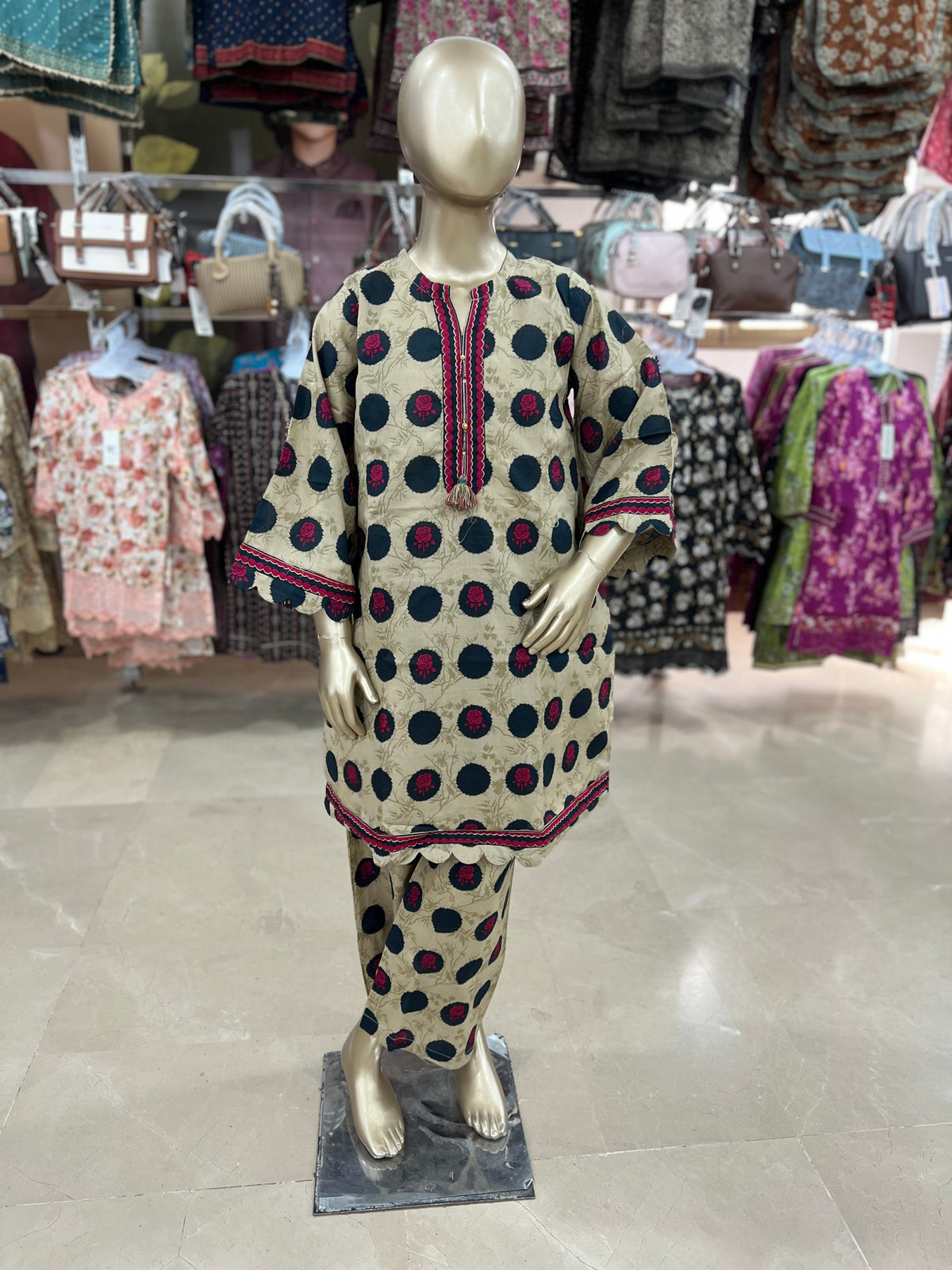 Kids Cotton Printed 2-Piece Suit with Flapper Style Trouser