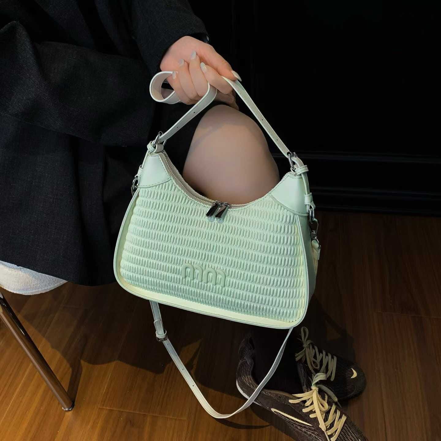 Elegant Textured Shoulder & Crossbody Bag with Adjustable Long Strap