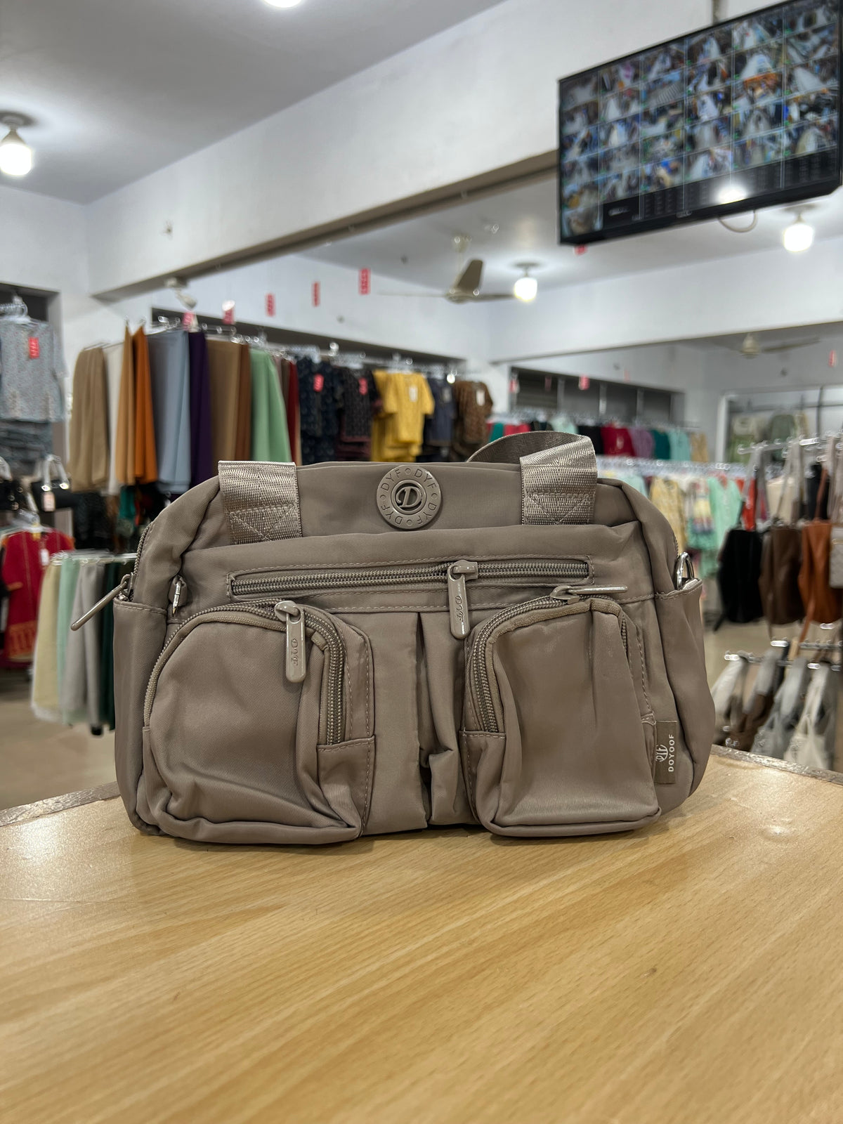 Parachute Fabric Multi-Pocket Shoulder Bag