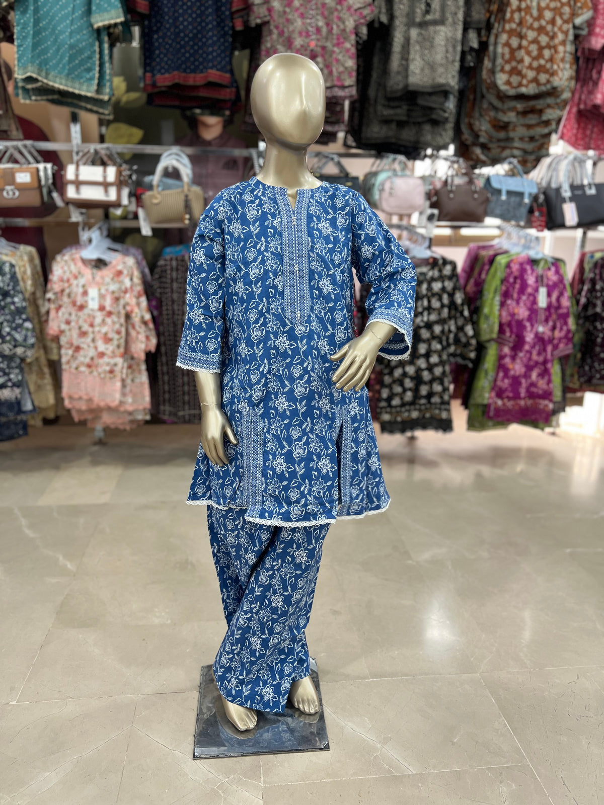 Kids Cotton Printed 2-Piece Suit with Flapper Style Trouser