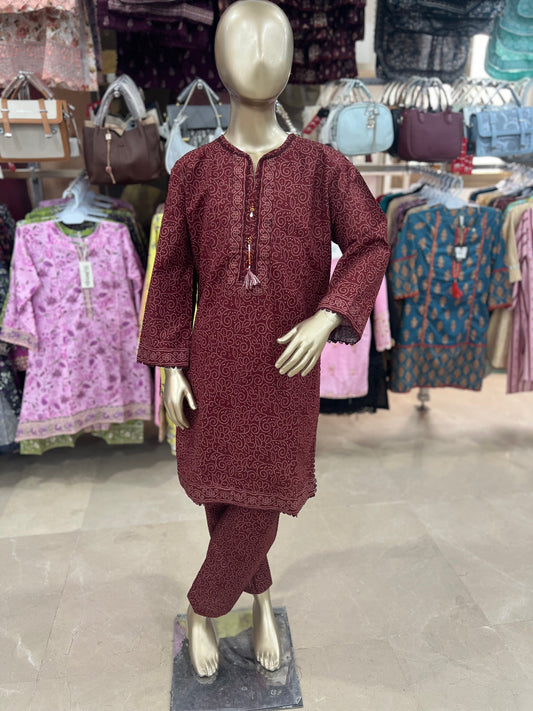 Bin Saeed Khaddar 2-Piece Suit – Maroon