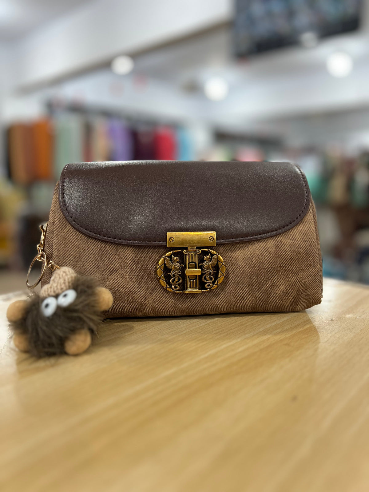 China Imported Denim Crossbody Bag with Cute Keychain